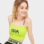 Romwe Neon Lime Letter Print Cami Top