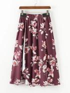 Romwe Floral Print Wrap Skirt