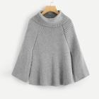 Romwe Plus Rolled Up Neck Cape Sweater