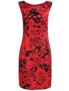 Romwe Red Round Neck Sleeveless Print Bodycon Dress