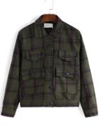 Romwe Lapel Plaid Buttons Pockets Jacket