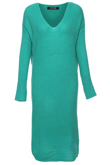 Romwe V-neck Sexy Green Knitted Dress