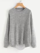 Romwe Marled Knit Ladder Back Jumper