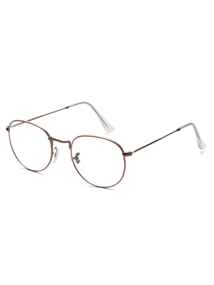 Romwe Brown Thin Frame Clear Lens Glasses