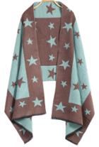 Romwe Stars Print Green Scarf