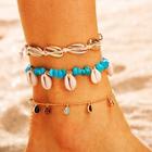 Romwe Shell & Water Drop Charm Chain Anklet 3pcs