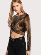 Romwe Twist Detail Crop T-shirt