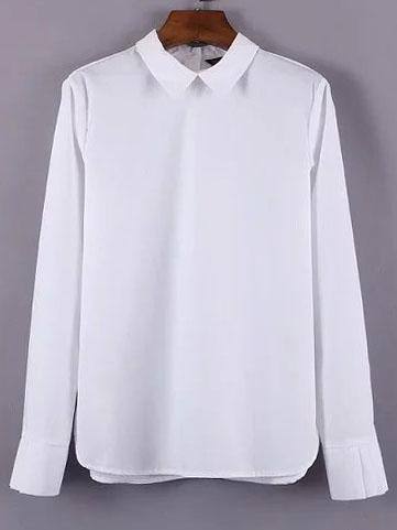 Romwe Doll Collar Folds White Shirt