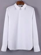 Romwe Doll Collar Folds White Shirt
