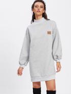 Romwe High Neck Patch Detail Sweatshirt Dress