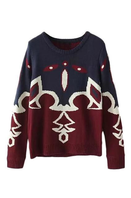 Romwe Retro Totem Knitted Jumper