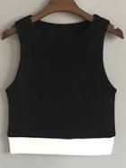 Romwe Black Contrast Hem Tank Top