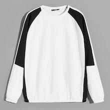 Romwe Guys Elastic Cuff And Hem Two Tone Sweatshirt