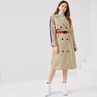 Romwe Two Tone Trench Coat With Push Buckle Belt