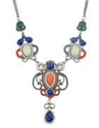 Romwe Colorful Gemstone Flower Fashion Statement Necklace