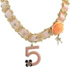 Romwe Pink Flower Gold Necklace