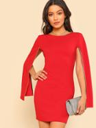 Romwe Contrast Tipping Cloak Sleeve Dress