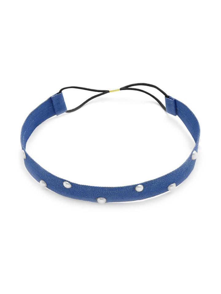 Romwe Faux Pearl Denim Headband