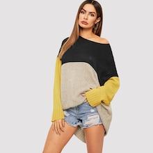 Romwe Drop Shoulder Cut-and-sew Sweater Dress