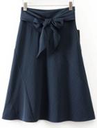 Romwe Knot Front A Line Obi Belt Skirt