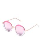 Romwe Pink And Gold Frame Round Design Sunglasses