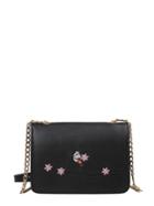 Romwe Flower Embroidery Pu Crossbody Chain Bag