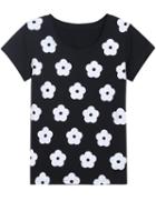 Romwe Short Sleeve Flower Print T-shirt