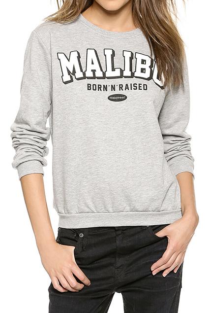 Romwe Letter Print Grey Casual Sweatshirt