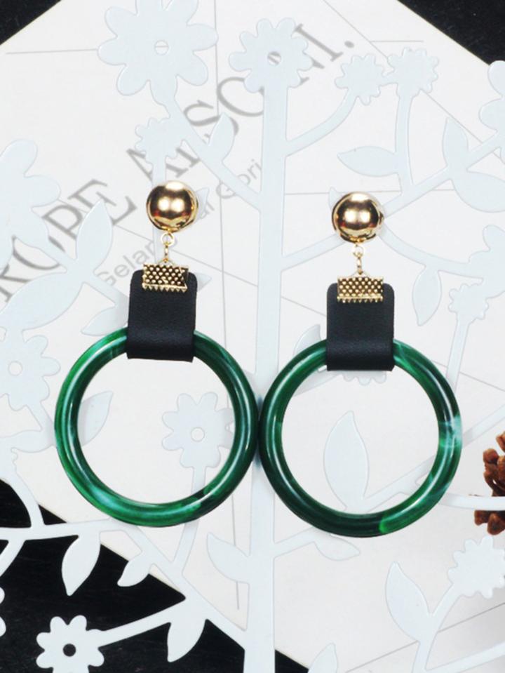 Romwe Turquoise Drop Hoop Earrings