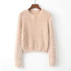 Romwe Fuzzy Solid Sweater