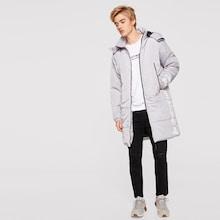 Romwe Guys Letter Print Pocket Patched Puffer Hoodie Coat