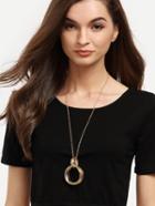 Romwe Golden Ring Metal Pendant Necklace