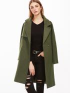 Romwe Army Green Raglan Sleeve Coat With Pockets