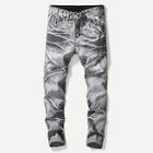 Romwe Men Zip Detail Ripped Jeans