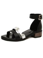 Romwe Contrast Buckled Ankle Strap Black Sandals