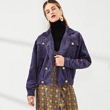 Romwe Elastic Hen Double Breasted Corduroy Jacket