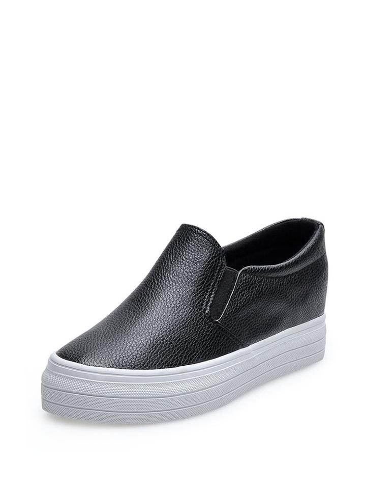 Romwe Pu Elastic Flatform Sneakers