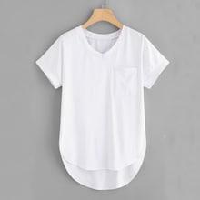 Romwe Plus Dip Hem Pocket Tee