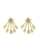 Romwe Moon And Round Gold Color Earrings