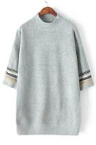 Romwe Vintage Loose Knit Grey Sweater Dress