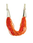 Romwe Orange Beads Women Necklace