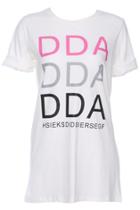 Romwe Romwe Tri-tone Dda Print Short-sleeved White T-shirt