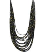 Romwe Black Multilayers Long Beads Necklace
