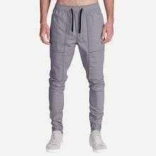 Romwe Men Plain Drawstring Pants