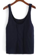 Romwe Cable Knit Blue Tank Top