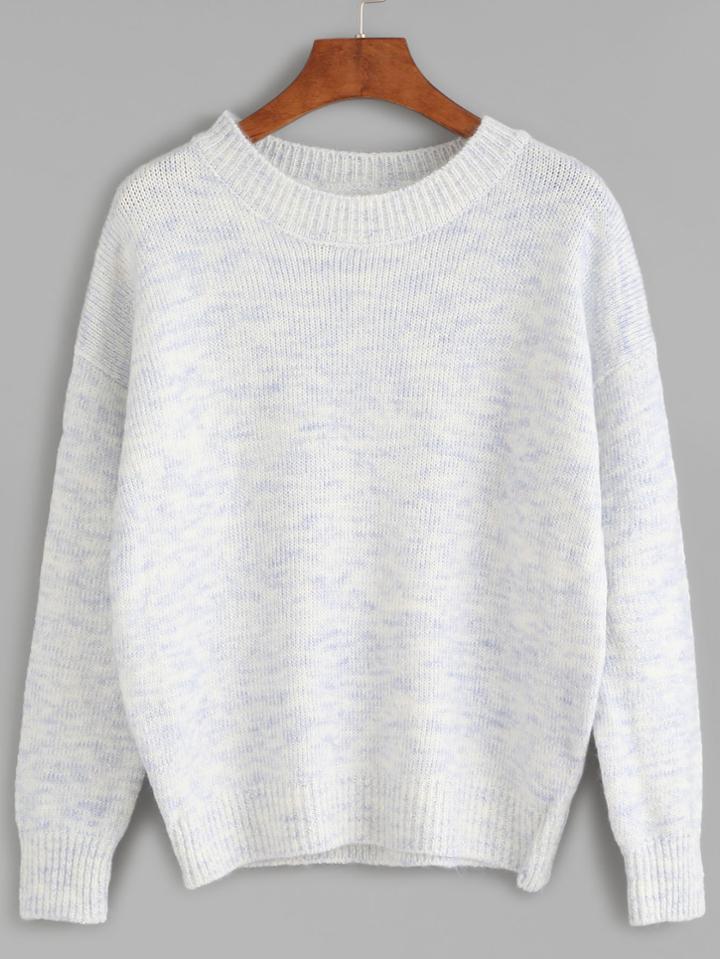 Romwe Drop Shoulder Jersey Sweater