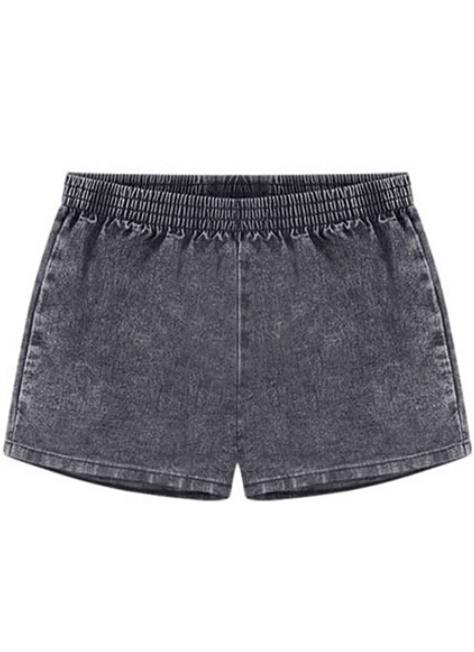 Romwe Elastic Waist Casual Denim Grey Shorts