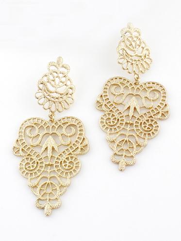 Romwe Fashion Gold Hollow Earrings