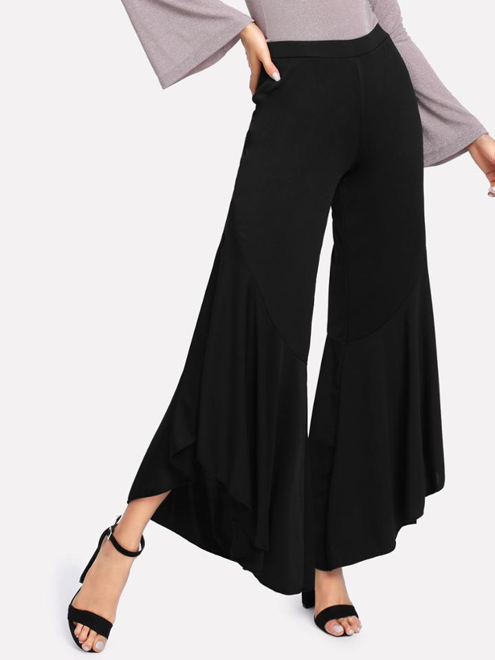 Romwe Asymmetric Hem Flare Pants