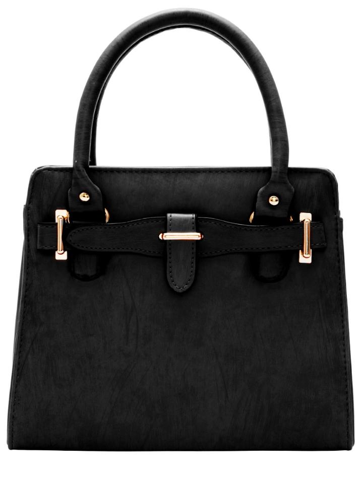 Romwe Black Classic Metal Embellished Tote Bag
